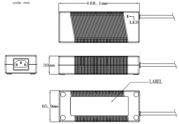 Mechanical Drawing - CUI Inc SDI120 AC-DC Power Supply